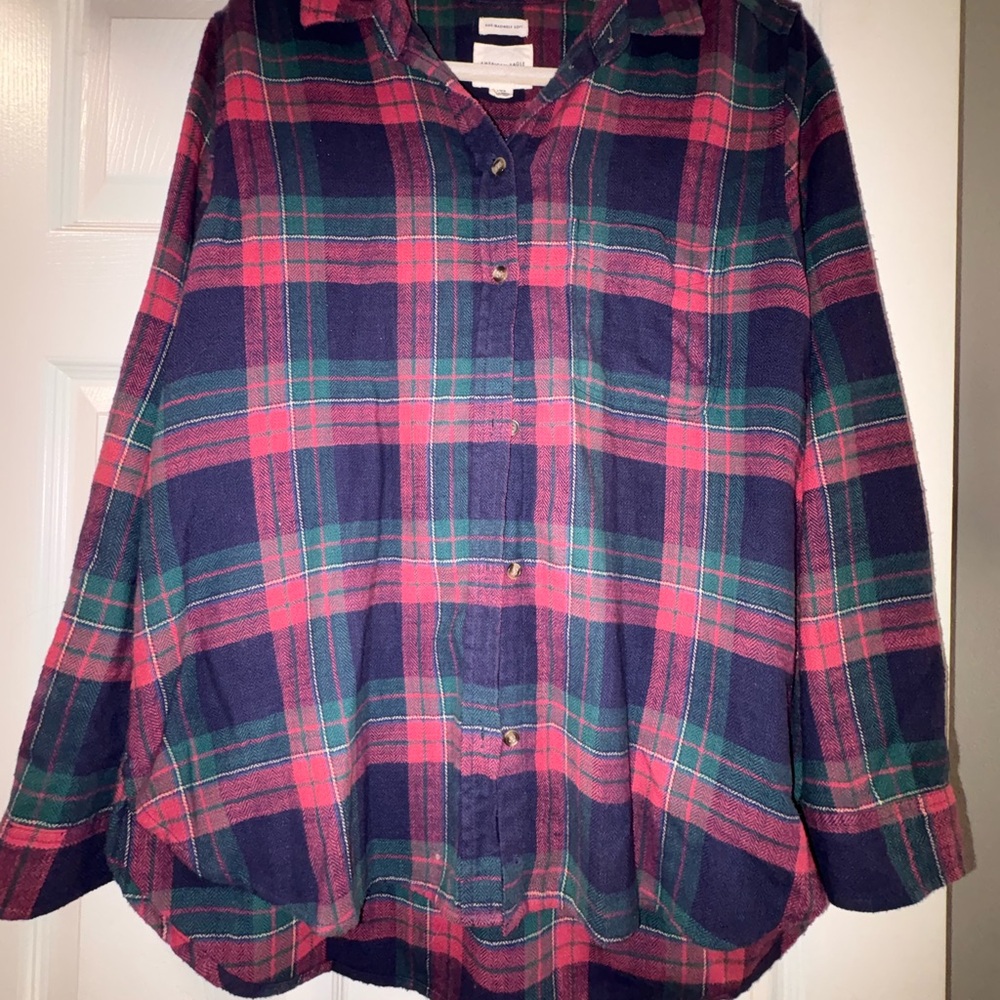 American Eagle Outfitters Plaid Button Down Shirt - Red and Green